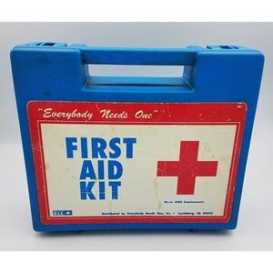 Vintage Plastic Box First Aid Kit with some‎ original items